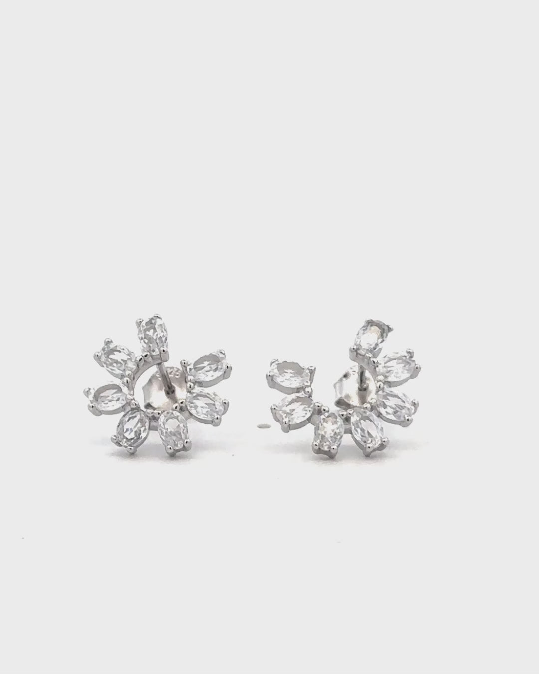 Silver Radiant Blossom Sparkle Earrings