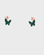 Silver Emrald Butterfly Earrings