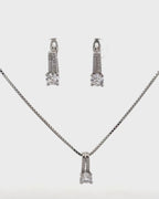 Silver Radiant Elegance Crystal Pendant & Earrings Set
