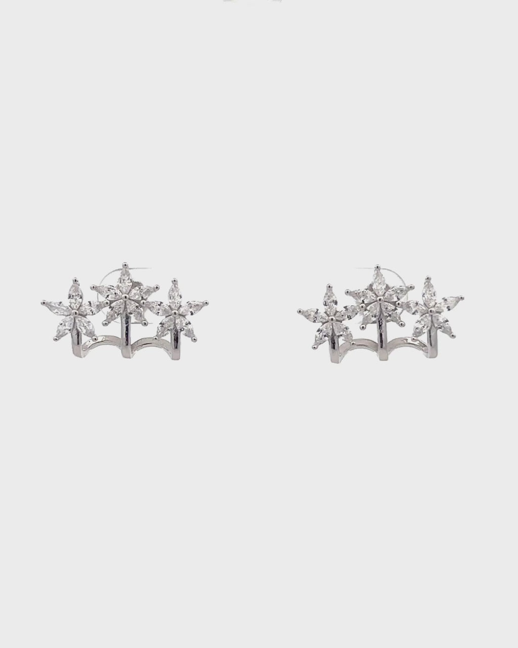 Silver Celestial Blossom Climber Earrings