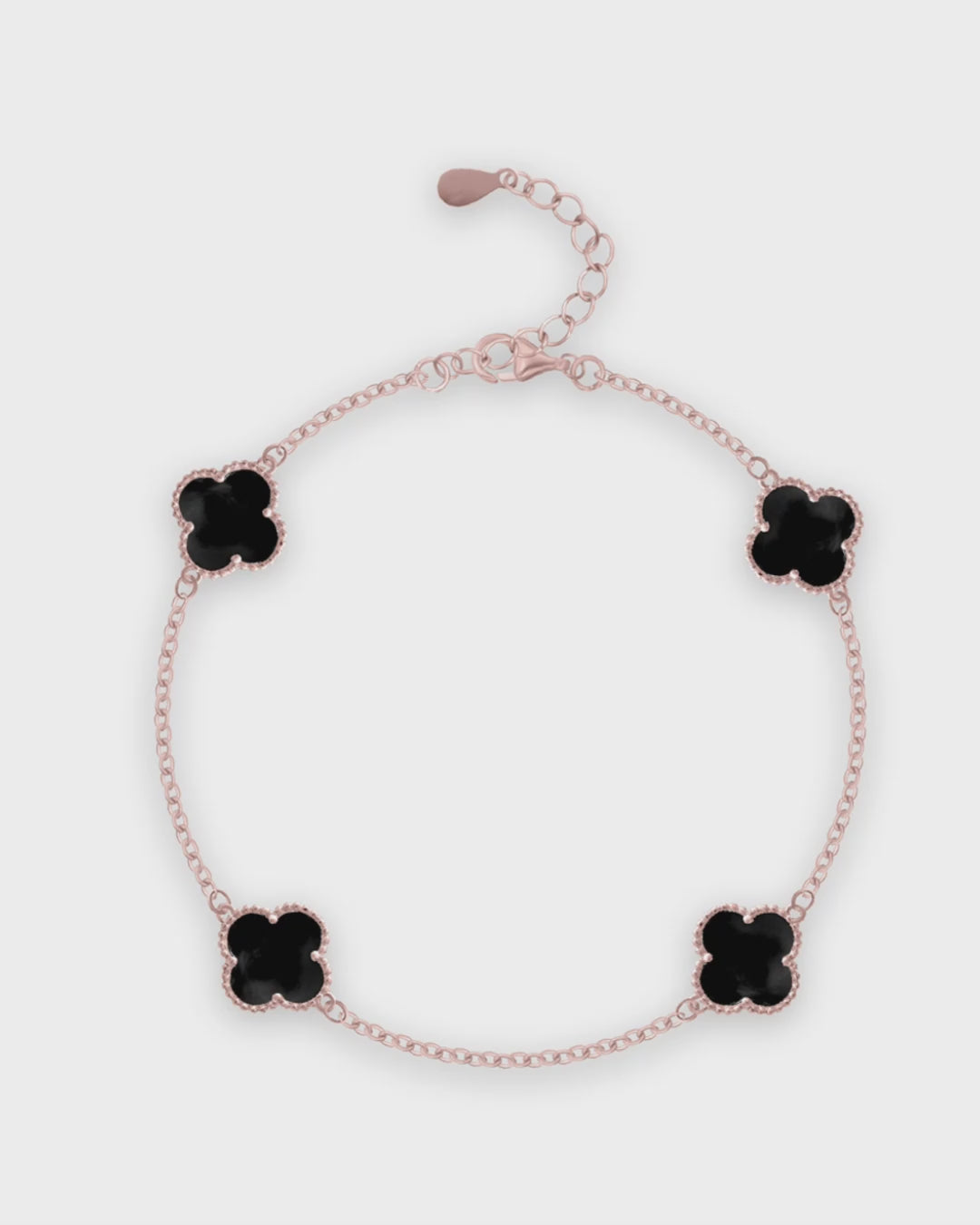 Silver Midnight Clover Bracelet