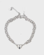 Silver Heart Chain Embrace Bracelet
