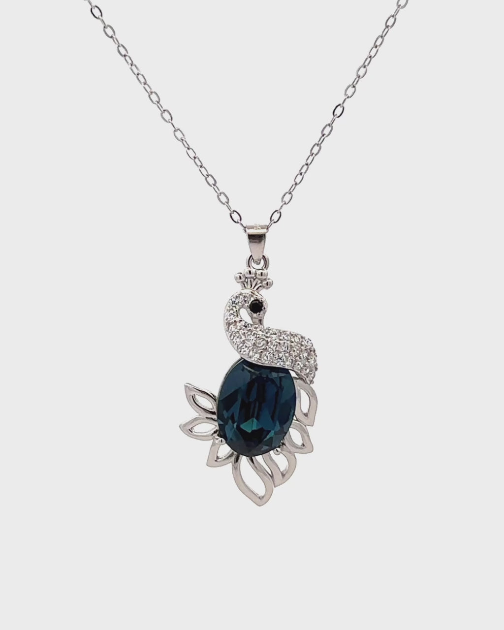 Silver Royal Peacock Sapphire Pendant Necklace