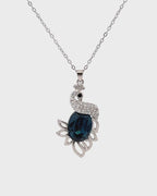 Silver Royal Peacock Sapphire Pendant Necklace