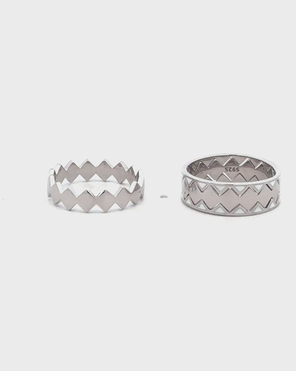 Silver Zigzag Edge Bold Band Ring