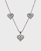 Silver Radiant Love Heart Pendant & Earrings Set