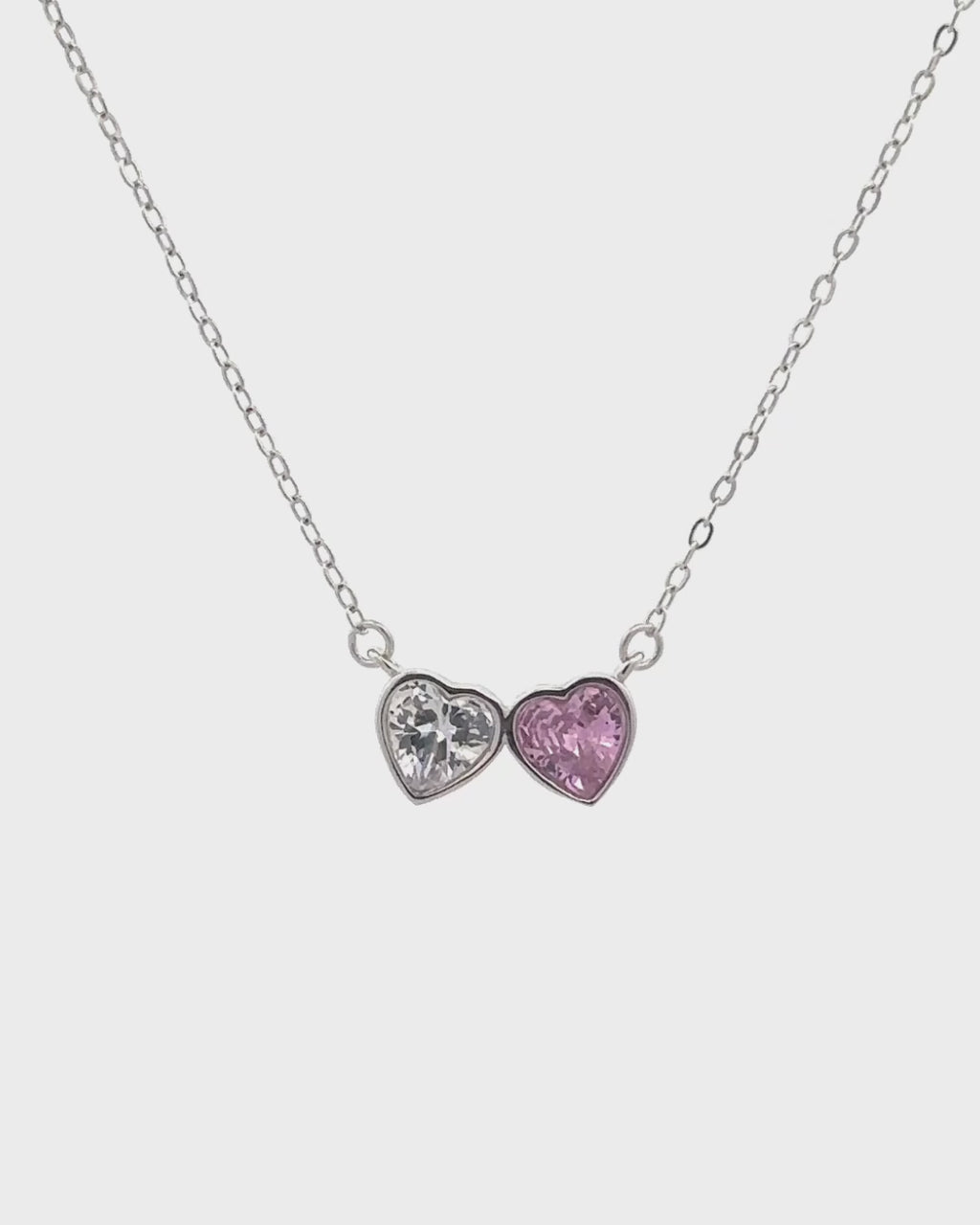 Silver Eternal Love Twin Heart Pendant Necklace