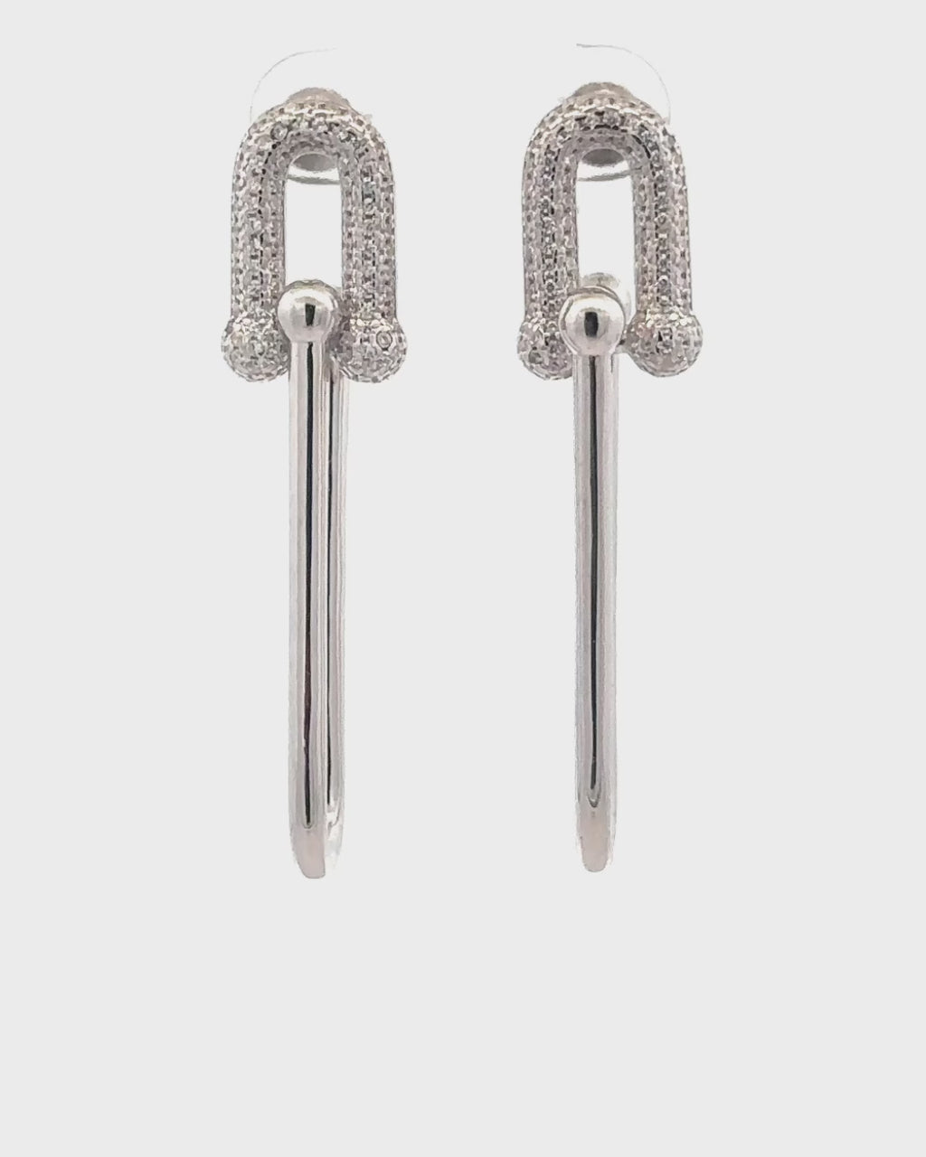 Silver Dazzling Loop Charm Earrings