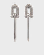 Silver Dazzling Loop Charm Earrings