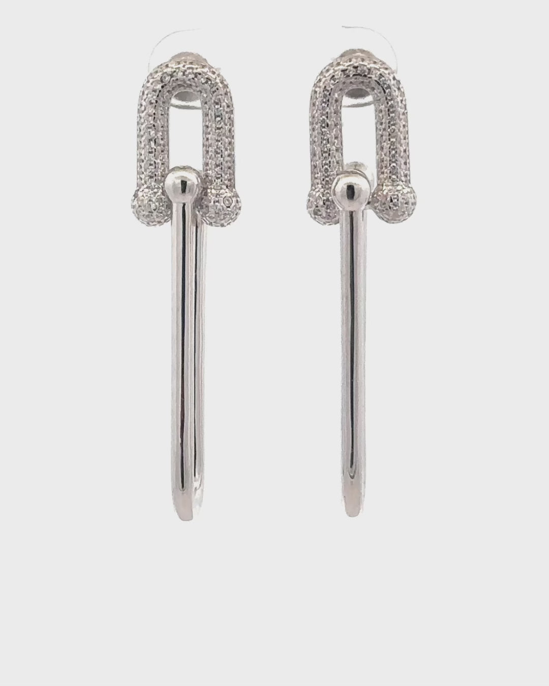 Silver Dazzling Loop Charm Earrings