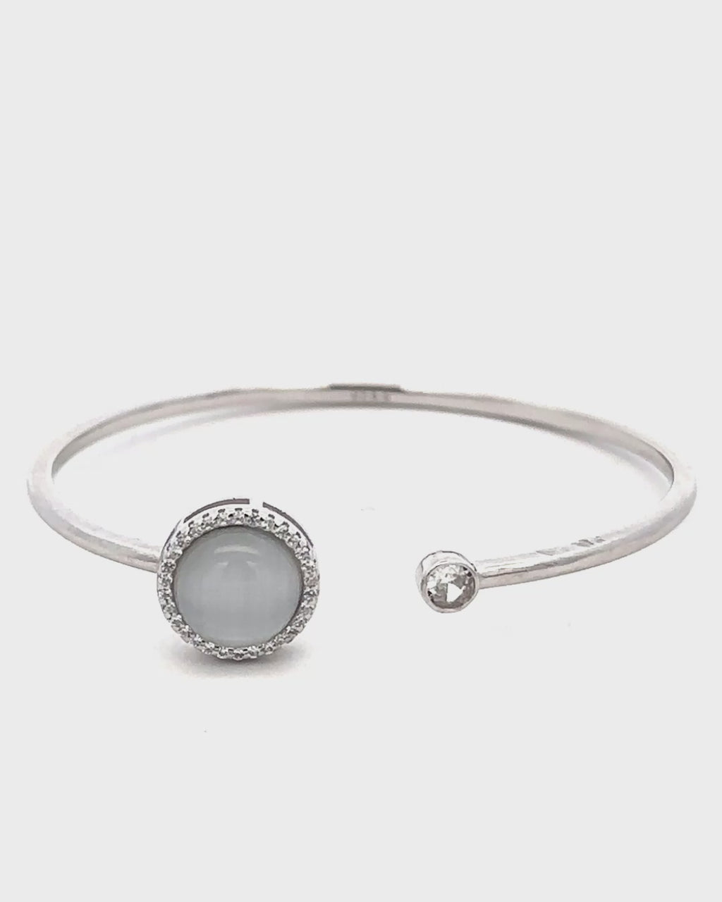 Silver Moonlit Grace Pearl Cuff Bracelet