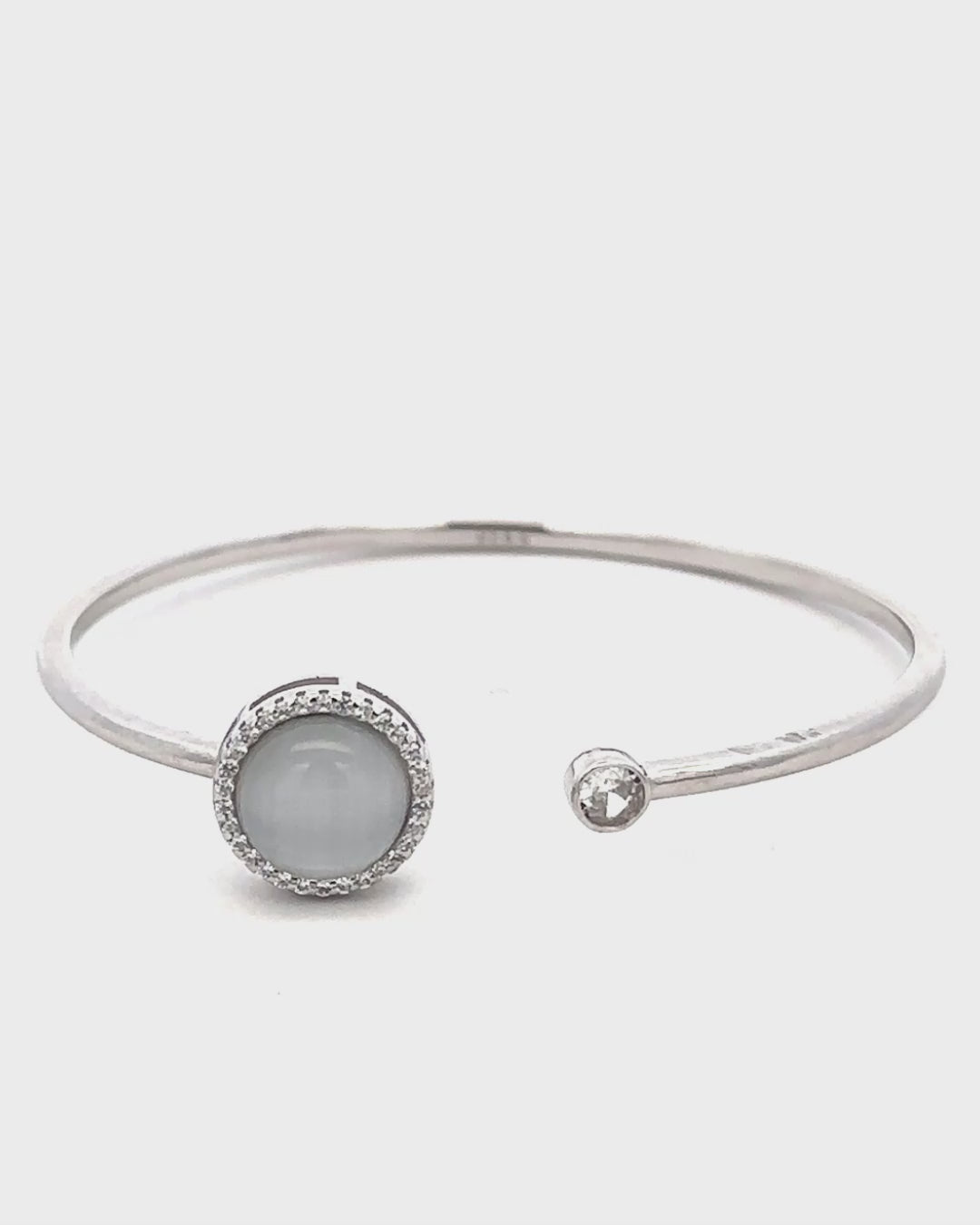 Silver Moonlit Grace Pearl Cuff Bracelet