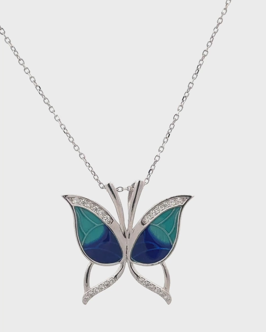 Silver Mystic Wings Butterfly Pendant Necklace