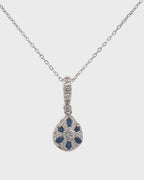 Silver Azure Glow Teardrop Pendant Necklace