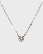 Silver Glowing Heart Solitaire Pendant Necklace