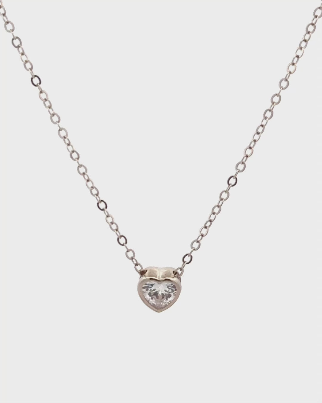 Silver Glowing Heart Solitaire Pendant Necklace