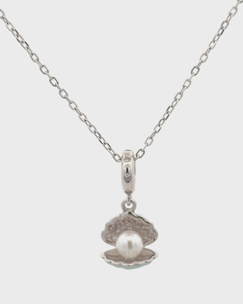 Silver Ocean's Treasure Pearl Pendant Necklace