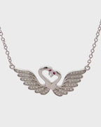Silver Eternal Love Swans Pendant Necklace