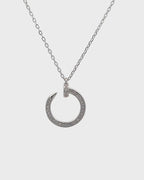 Silver Infinity Spark Crescent Pendant Necklace