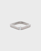 Silver Modern Edge Diamond Square Ring