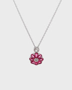 Silver Blooming Radiance Floral Pendant Necklace