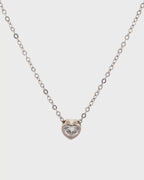 Silver Glowing Heart Solitaire Pendant Necklace
