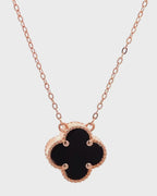Silver Noir Bloom Rose Gold Pendant Necklace