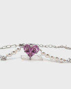 Silver Blush Love Pearl Charm Bracelet