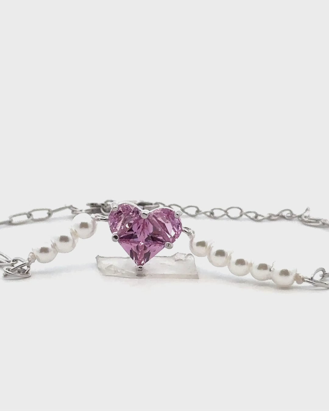 Silver Blush Love Pearl Charm Bracelet