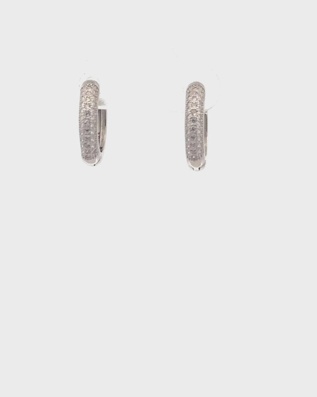 Silver Lustrous Diamond Hoop Earrings