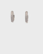Silver Lustrous Diamond Hoop Earrings