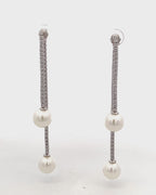 Silver Elegant Cascade Pearl Drop Earrings