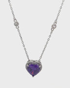 Silver Royal Amethyst Heart Pendant Necklace