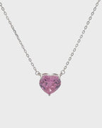 Silver Blushing Romance Heart Pendant Necklace