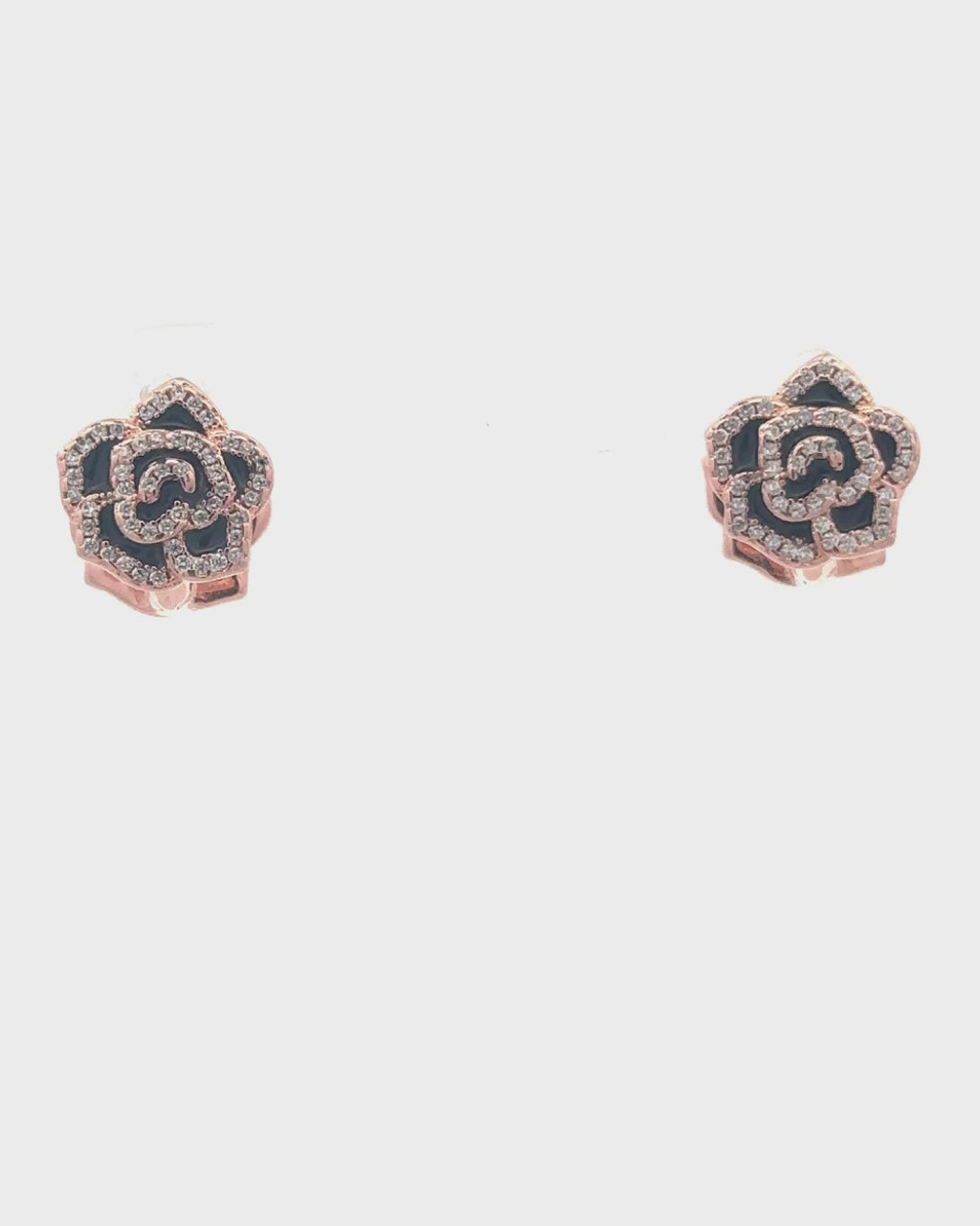 Silver Rose Noir Stud Earrings
