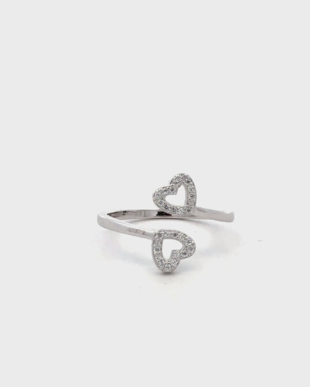 Silver Twin Hearts Embrace Ring