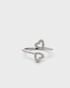 Silver Twin Hearts Embrace Ring