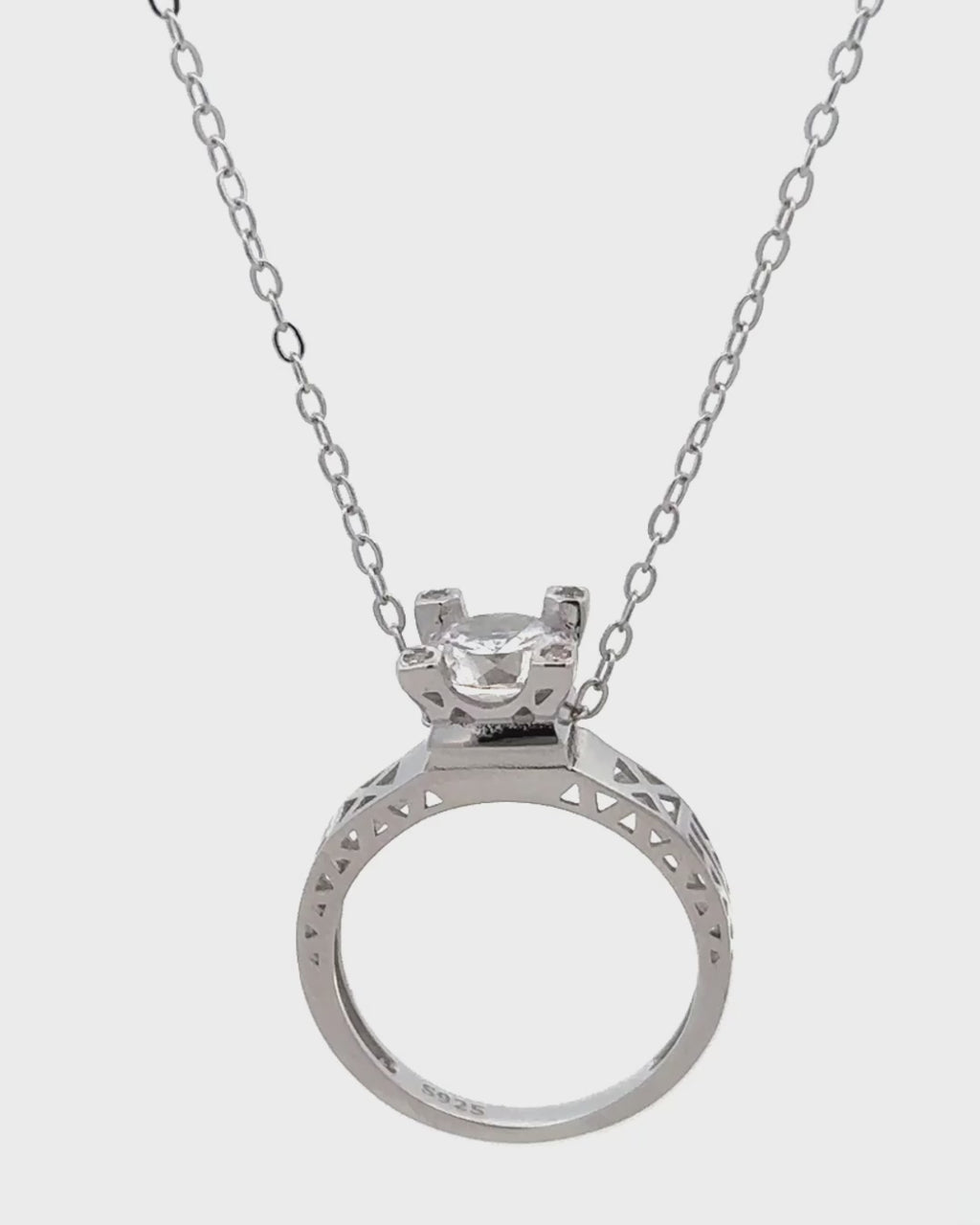 Silver Regal Charm Ring Pendant Necklace