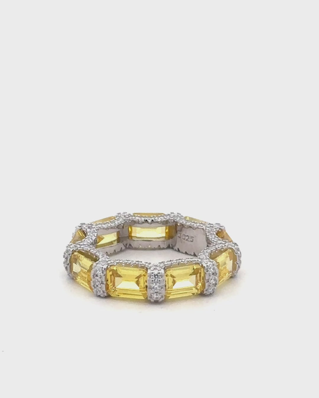 Silver Golden Radiance Gem Ring