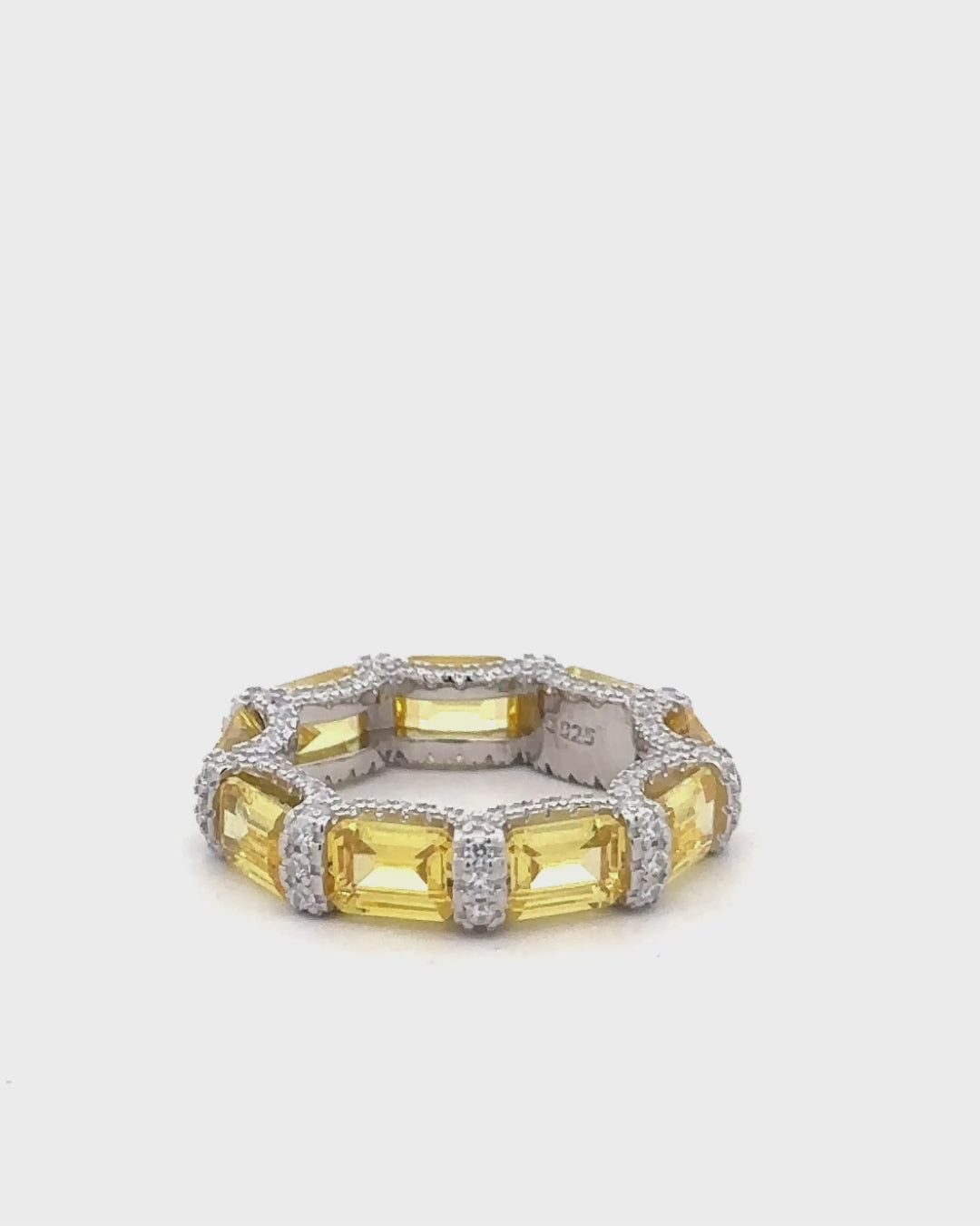 Silver Golden Radiance Gem Ring