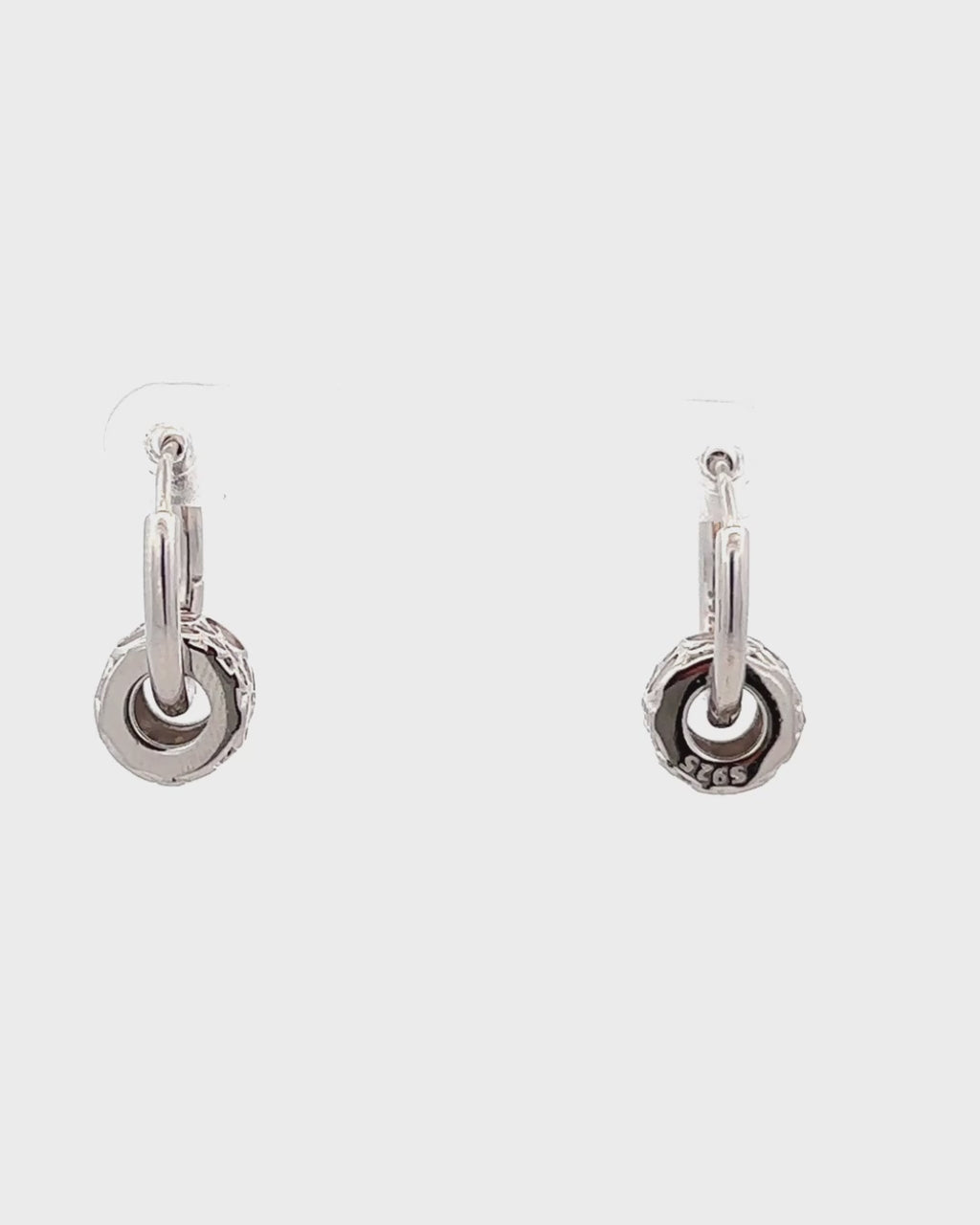 Silver Luxe Dice Hoop Earrings
