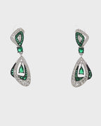 Silver Emerald Mirage Drop Earrings