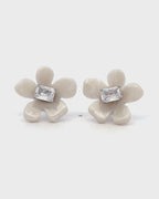 Silver Pearl Blossom Elegance Earrings