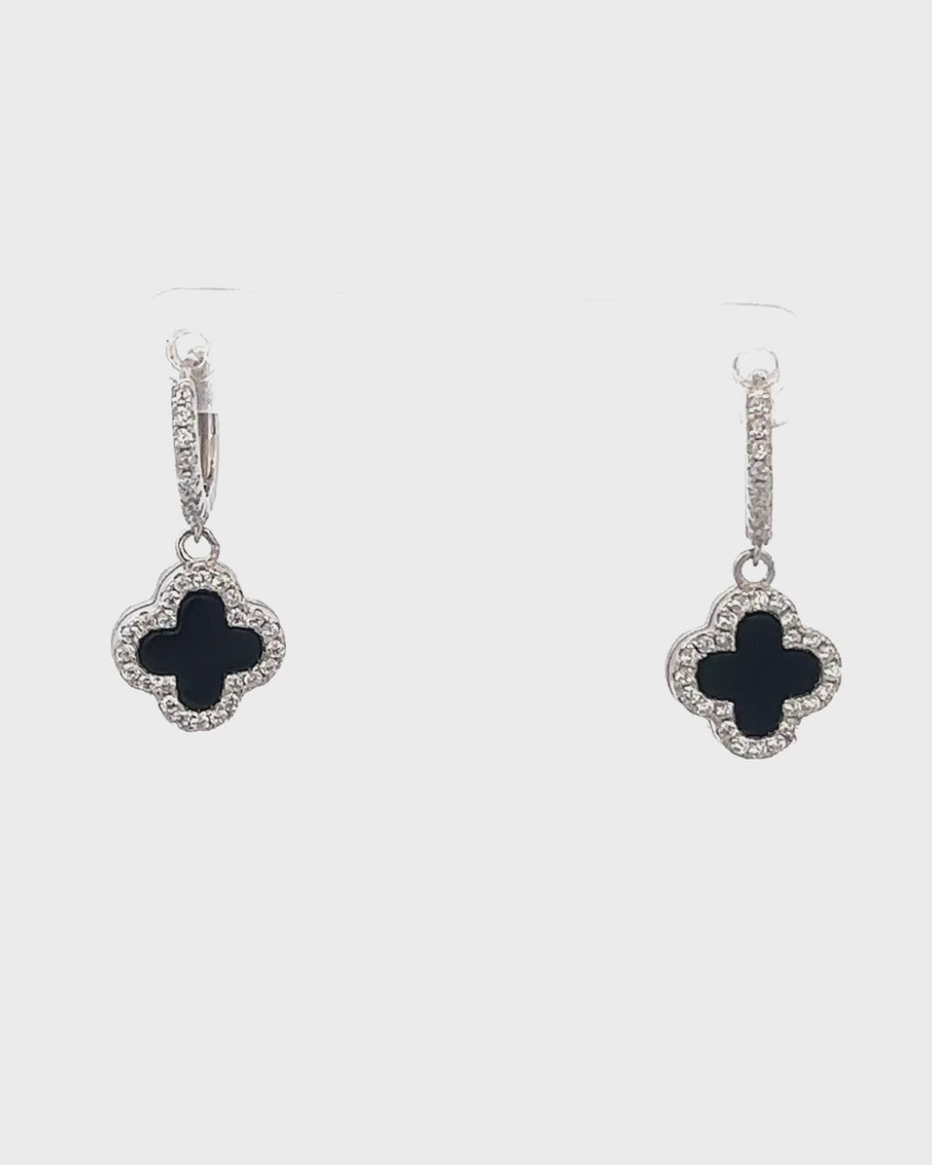 Silver Mystic Harmony Clover Hoop Earrings