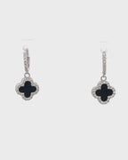 Silver Mystic Harmony Clover Hoop Earrings