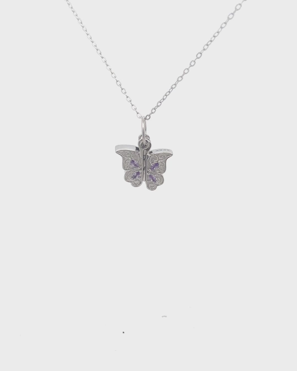 Silver Secret Message Butterfly Pendant Necklace