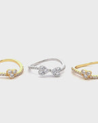 Silver Golden Blossom Stacked Ring