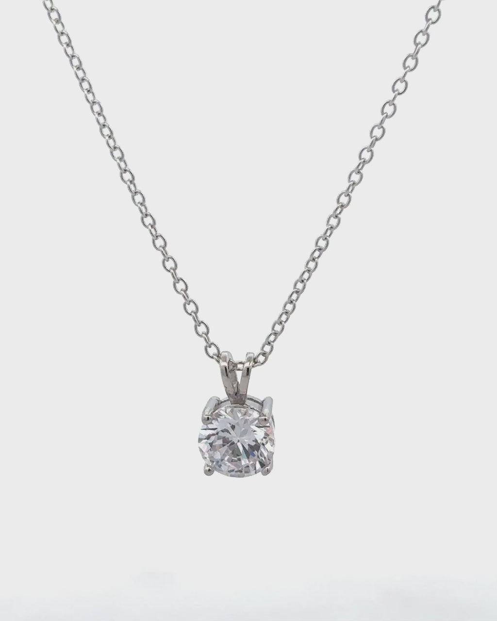 Silver Luminous Solitaire Pendant Necklace