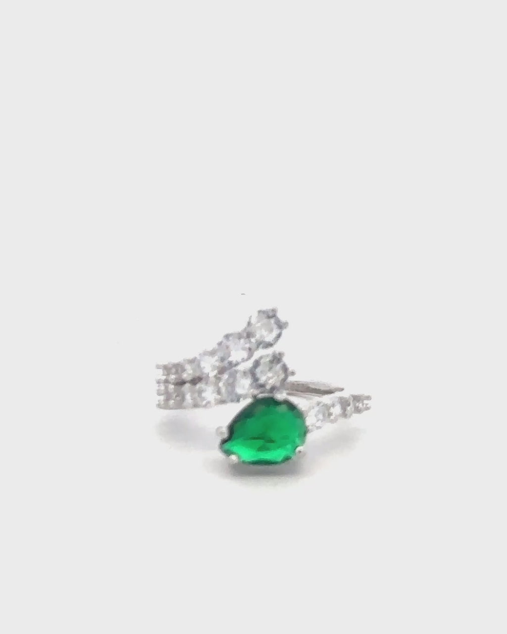 Silver Emerald Cascade Statement Ring