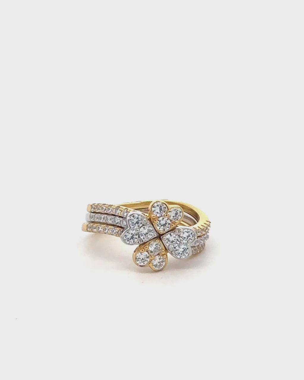Silver Golden Blossom Stacked Ring